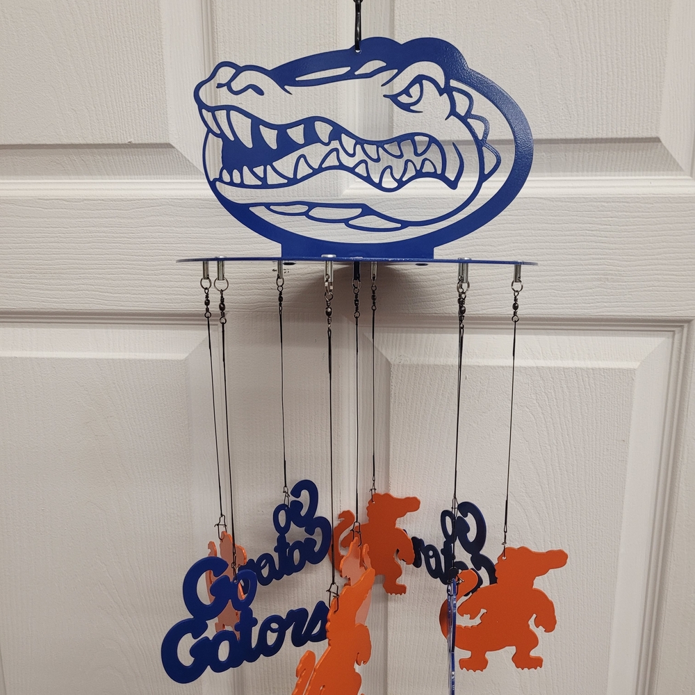Gator Themed Wind Chime in Blue and Orange